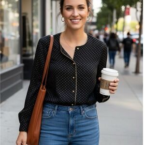Elegant Black Polka Dot Women's Top